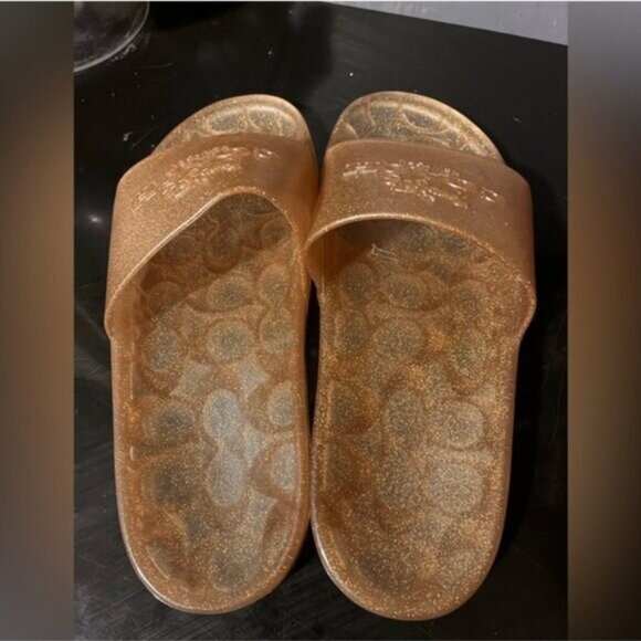 Coach Sparkling Ulyssa Gold Slide Sandals Size 7 - Picture 8 of 8